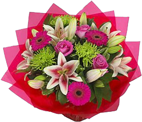Vibrant Handtied Bouquet From Bethlehem Floral Studio - Pink And Green Wedding Flowers - Free Transparent PNG Clipart Images Download. - Wedding Transparent PNG Free Download