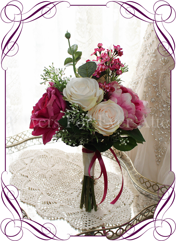 A Romantic Vibrant Magenta Pink And Blush Ivory Bridesmaid - Garden Roses - Free Transparent PNG Clipart Images Download. - Wedding Transparent PNG Free Download