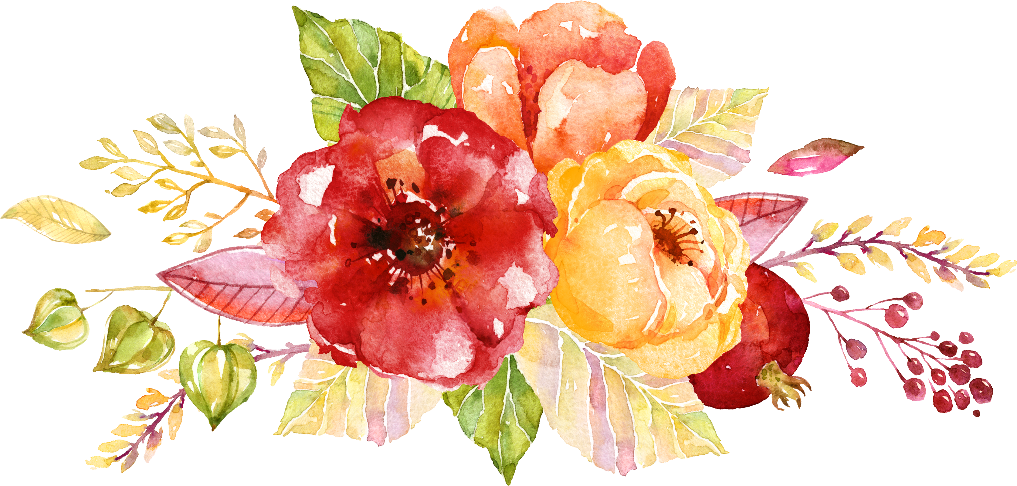 Wedding Invitation Flower Autumn Watercolor Painting - Logos Con Flores Vintage Transparent PNG - 3351x1601 - Free Download on - Wedding Transparent PNG Free Download