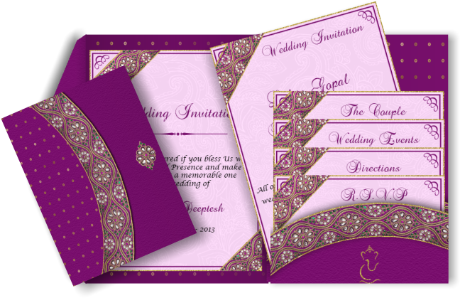 Pink, Purple & Gold Email Wedding Card With Ganesha - Envelope - Free Transparent PNG Clipart Images Download. - Wedding Transparent PNG Free Download