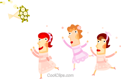 Women Catching The Wedding Bouquet Royalty Free Vector - Pegando O Buque Png - Free Transparent PNG Clipart Images Download. - Wedding Transparent PNG Free Download