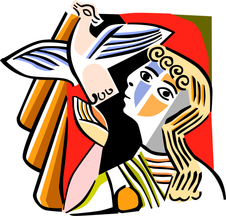 Vector Illustration Of Picasso Inspired Releasing Dove - Clip Art - Free Transparent PNG Clipart Images Download. - Wedding Transparent PNG Free Download