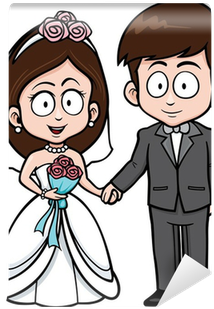 Vector Illustration Of Cartoon Wedding Couple Wall - Wedding Cartoons - Free Transparent PNG Clipart Images Download. - Wedding Transparent PNG Free Download
