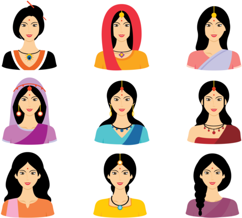 Indian Women Vector Download Free Vector Art Stock - Women Vector Face Png - Free Transparent PNG Clipart Images Download. - Wedding Transparent PNG Free Download