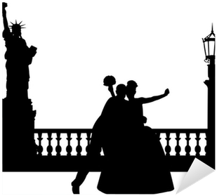 Wedding Couple In New York Silhouette Sticker • Pixers® - Statue Of Liberty Silhouette - Free Transparent PNG Clipart Images Download. - Wedding Transparent PNG Free Download