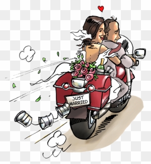 Wedding Invitations - Dessin Maries Sur Moto - Free Transparent PNG Clipart Images Download. - Wedding Transparent PNG Free Download
