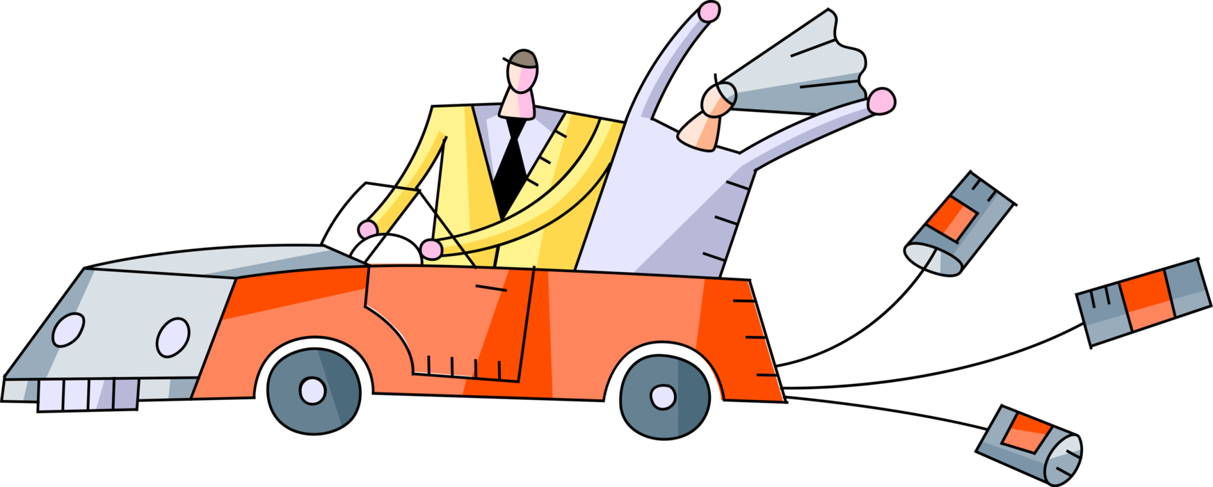 Vector Illustration Of Honeymoon Couple Just Married - Car Transparent PNG - 1744x700 - Free Download on - Wedding Transparent PNG Free Download