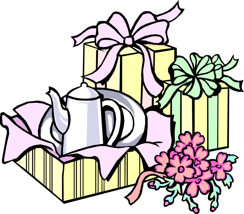 Vector Illustration Of Wedding Shower Gifts With Ribbons - Wedding Gifts Clipart - Free Transparent PNG Clipart Images Download. - Wedding Transparent PNG Free Download