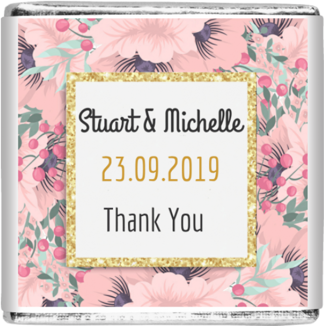 New 25 X Pink & Gold Border Wedding Neapolitan Chocolate - Gold Transparent PNG - 800x800 - Free Download on - Wedding Transparent PNG Free Download