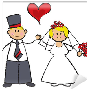 Cartoon Illustration Of A Wedding Couple In Fair Skin - Just Married Cartoon Transparent PNG - 400x400 - Free Download on - Wedding Transparent PNG Free Download