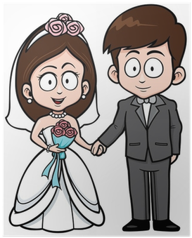 Vector Illustration Of Cartoon Wedding Couple Poster - Marriage Cartoon Transparent PNG - 400x400 - Free Download on - Wedding Transparent PNG Free Download