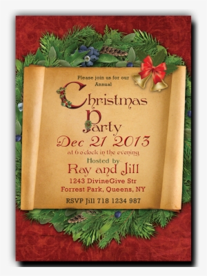 Christmas Party Invitation Paper Scroll On A Wreath - Scroll Wedding Invitations Backgrounds Transparent PNG - 1000x1000 - Free Download on - Wedding Transparent PNG Free Download