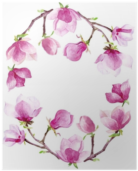 Magnolia Watercolor Wreath Floral Frame Border Wedding - Bridal Shower Clipart Floral Transparent PNG - 400x400 - Free Download on - Wedding Transparent PNG Free Download