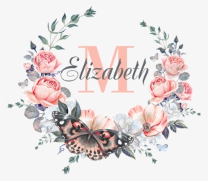 Peach Floral Wreath Monogram Tile Coaster - Vector Wedding Transparent Png Transparent PNG - 690x700 - Free Download on - Wedding Transparent PNG Free Download