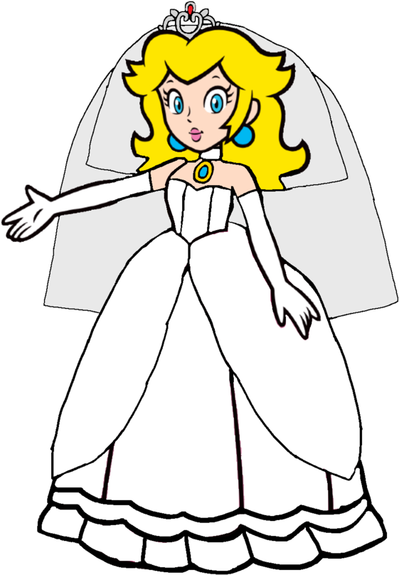 Princess Peach Wedding Dress 2d By Joshuat1306 - Super Mario Princess Peach - Free Transparent PNG Clipart Images Download. - Wedding Transparent PNG Free Download