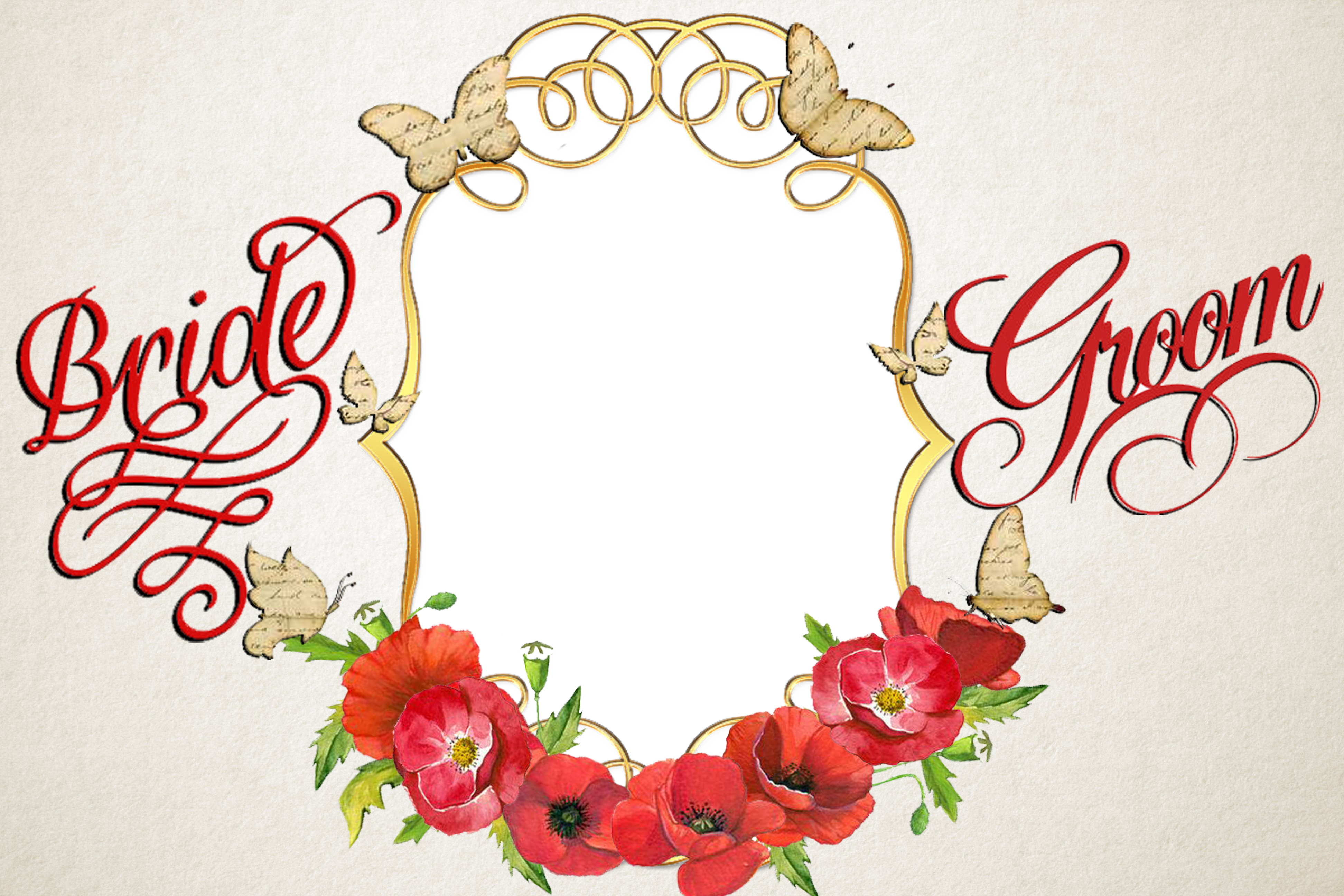 Red Poppy Wedding Frame By Writerfairy Red Poppy Wedding - Decal Guru Wedding Retro Wall Decal, Pink - Free Transparent PNG Clipart Images Download. - Wedding Transparent PNG Free Download