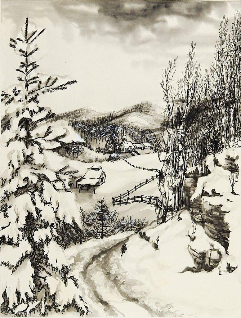 Sunday In Vermont Winter Watercolor - Winter Watercolor Transparent PNG - 862x1138 - Free Download on - Winter Transparent PNG Free Download