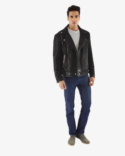 Leather Winter Coat Transparent Background Png - Man In Leather Jacket Png, Png Download - Winter Transparent PNG Free Download
