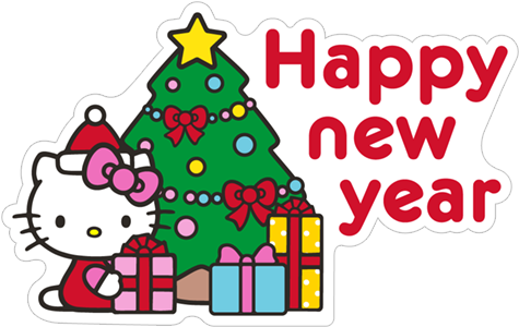 Sticker 11 From Collection «hello Kitty Winter Holiday» - Happy New Year 2018 Wishes - Free Transparent PNG Clipart Images Download. - Winter Transparent PNG Free Download
