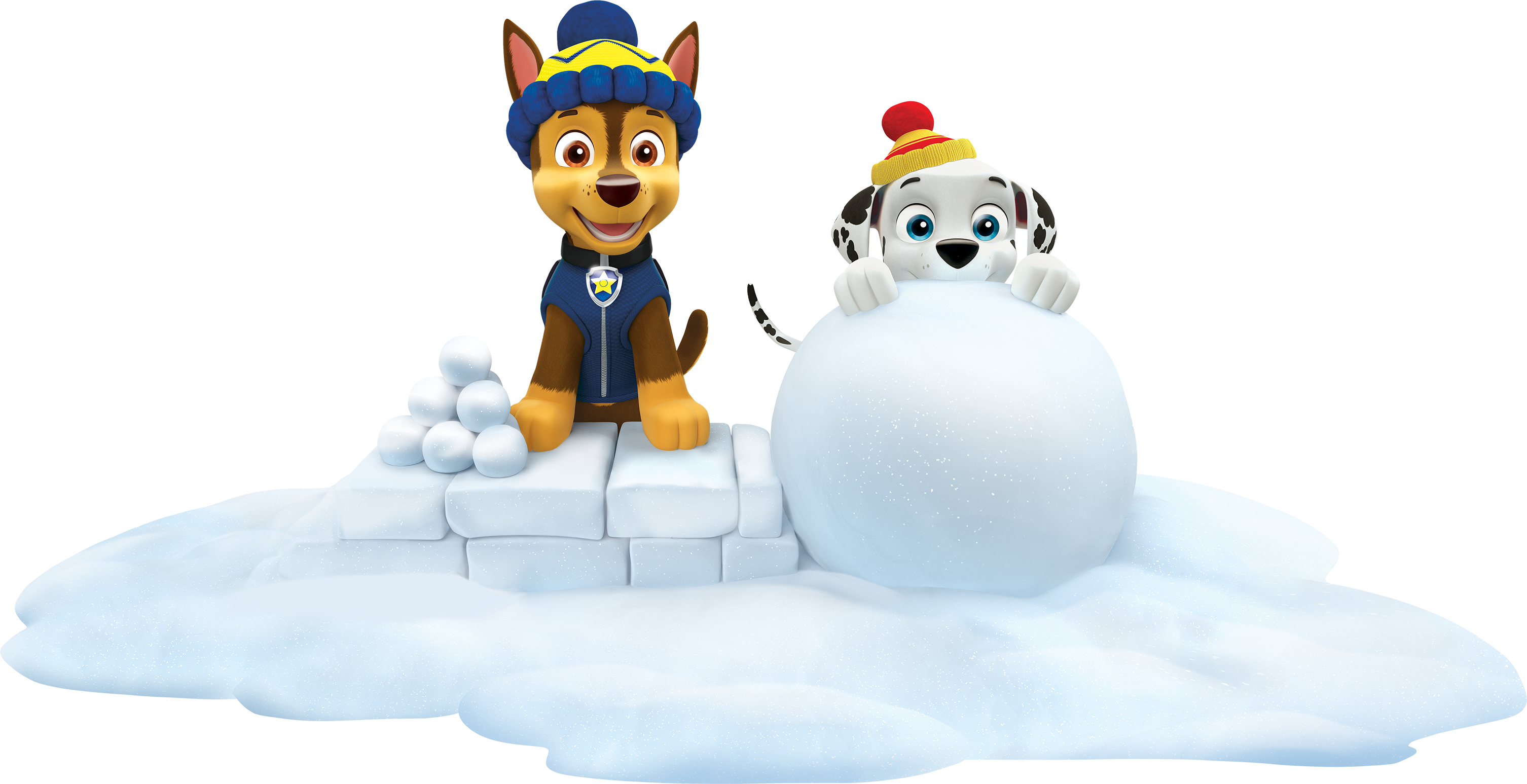Paw Patrol Marshall And Chase Winter Snow - Cartoon Transparent PNG - 3012x1547 - Free Download on - Winter Transparent PNG Free Download