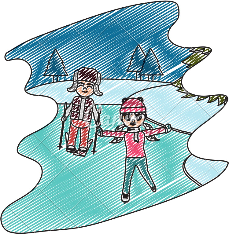 Doodle Children Play In The Ice And Winter Weather - Ice - Free Transparent PNG Clipart Images Download. - Winter Transparent PNG Free Download