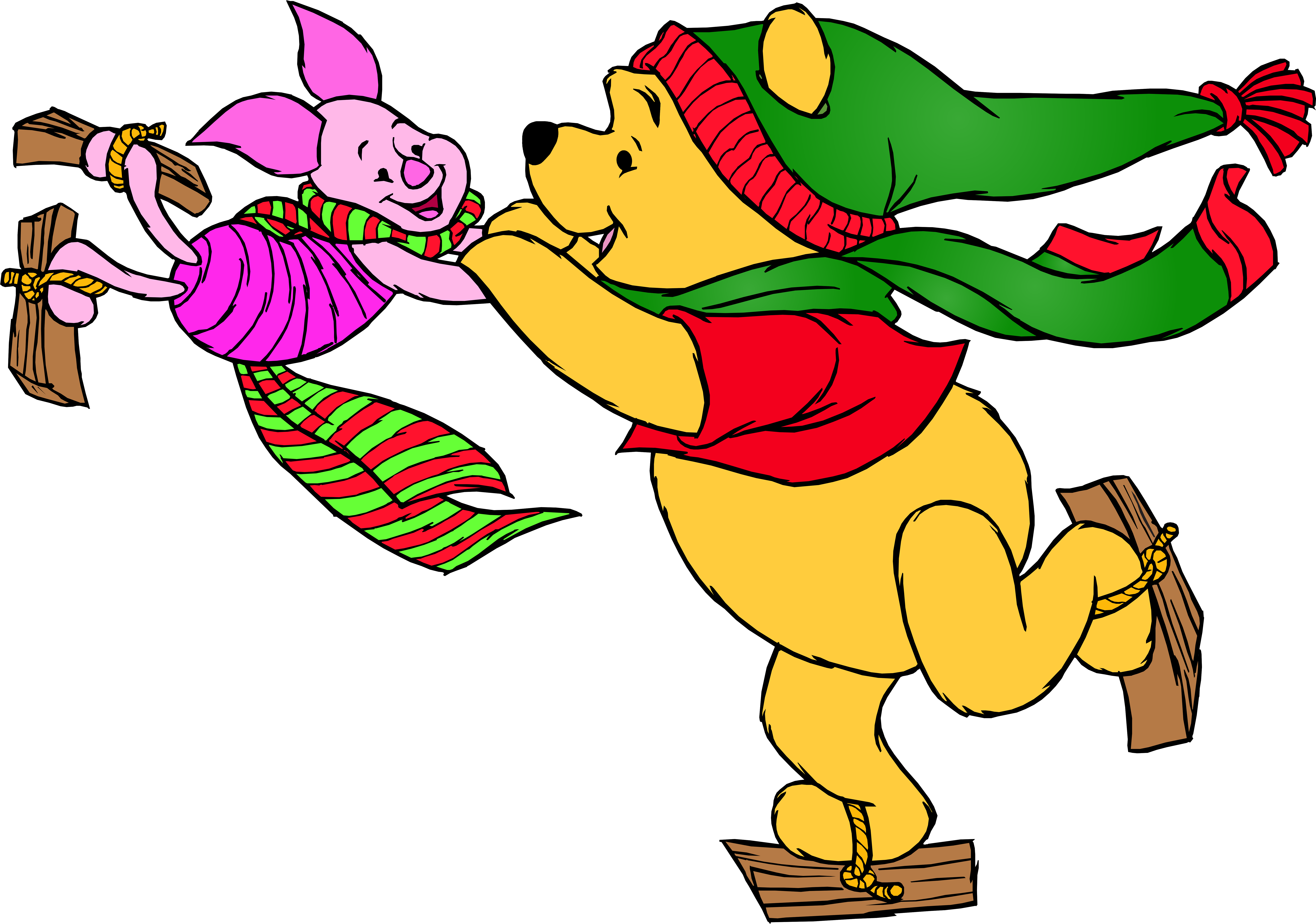 Winnie The Pooh And Piglet Skating Png Clip Art - Winnie The Pooh Winter Png - Free Transparent PNG Clipart Images Download. - Winter Transparent PNG Free Download