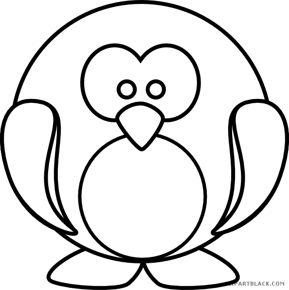 Penguin Outline Animal Free Black White Clipart Images - Easy Winter Colouring Pages - Free Transparent PNG Clipart Images Download. - Winter Transparent PNG Free Download