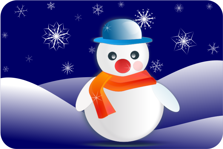 Snowman Nightscene - Cute Snowman In Winter Scene Greeting Cards - Free Transparent PNG Clipart Images Download. - Winter Transparent PNG Free Download