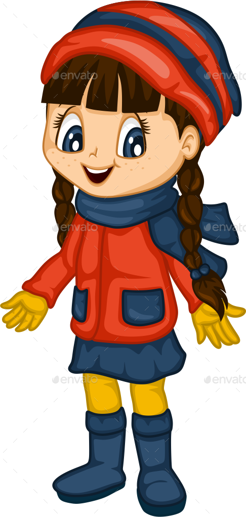 Cute Little Girl For 4 Seasons - Cartoon Girl Winter Transparent - Free Transparent PNG Clipart Images Download. - Winter Transparent PNG Free Download