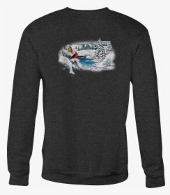 Crewneck Sweatshirt Winter Snowy Woods Scene Barn Stream - Long-sleeved T-shirt, HD Png Download - Winter Transparent PNG Free Download