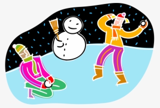 Vector Illustration Of Children Building Snowman Anthropomorphic - Cartoon Transparent PNG - 1029x700 - Free Download on - Winter Transparent PNG Free Download