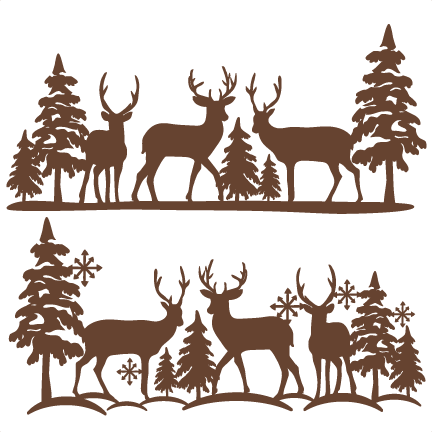 Winter Reindeer Scene Svg Scrapbook Cut File Cute Clipart - Free Deer Svg Cut Files - Free Transparent PNG Clipart Images Download. - Winter Transparent PNG Free Download