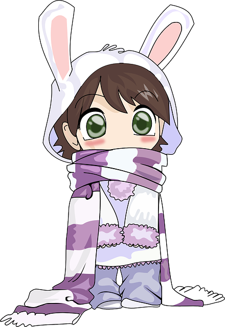 Girl, Cute, Cold, Winter, Bunny, Anime, Scarf - Kids Sketch Book: 8"x10" A Cute Book Of Writing, Drawing, - Free Transparent PNG Clipart Images Download. - Winter Transparent PNG Free Download