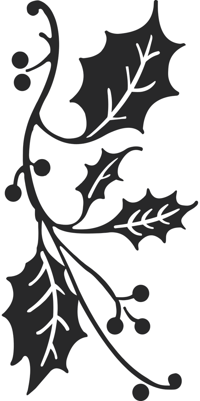 Holly, Winter, Christmas, Holiday, Xmas, Decoration - Black And White Christmas Holly Transparent PNG - 640x1280 - Free Download on - Winter Transparent PNG Free Download