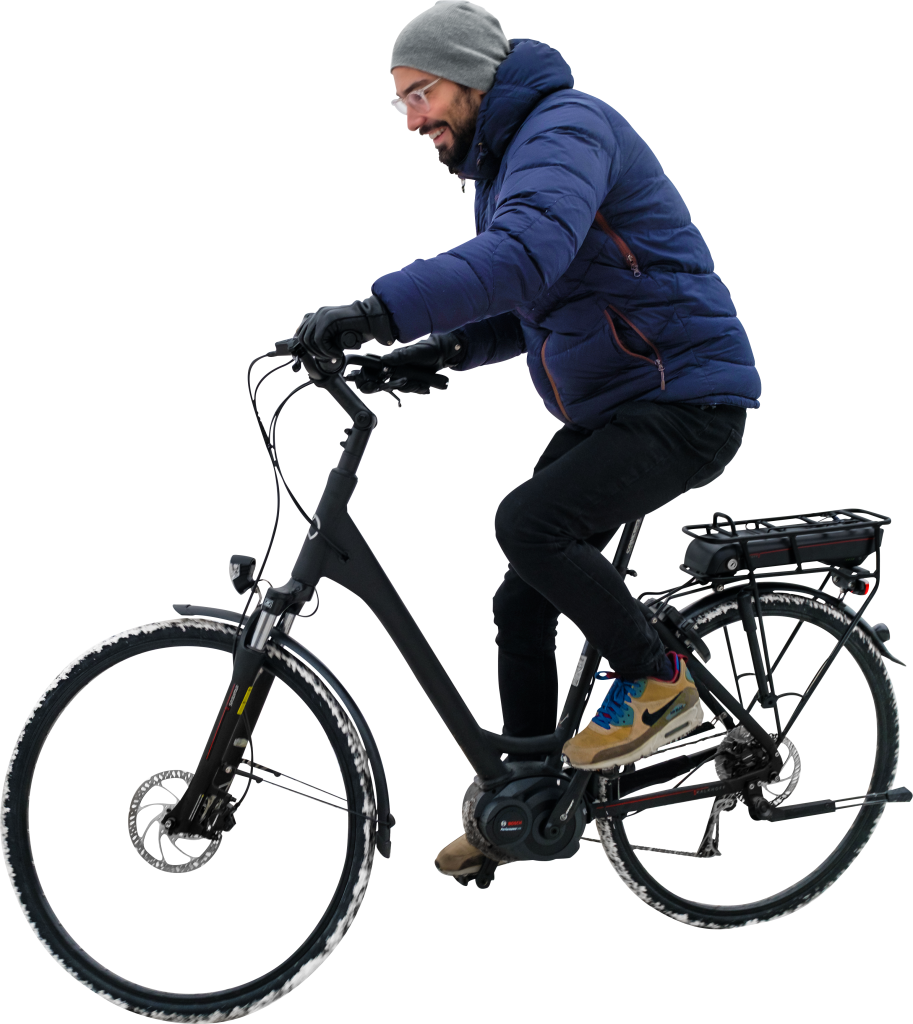 Is Winter Cycling His Electric Bike Png Image - Person On Bike Png Transparent PNG - 913x1024 - Free Download on - Winter Transparent PNG Free Download